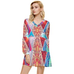 Mandala Pattern, Desenho, Designs, Glitter, Pattern Tiered Long Sleeve Mini Dress