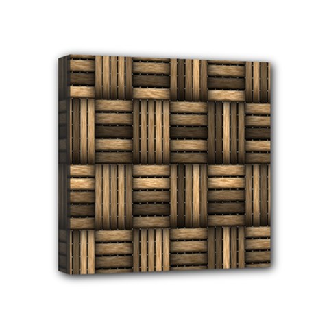 Brown Weaving Texture, Macro, Brown Wickerwork Mini Canvas 4  X 4  (stretched)