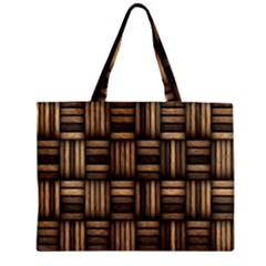 Brown Weaving Texture, Macro, Brown Wickerwork Zipper Mini Tote Bag by nateshop
