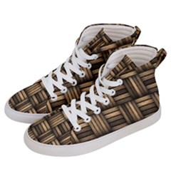 Brown Weaving Texture, Macro, Brown Wickerwork Women s Hi-top Skate Sneakers by nateshop