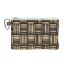 Brown Weaving Texture, Macro, Brown Wickerwork Canvas Cosmetic Bag (medium)
