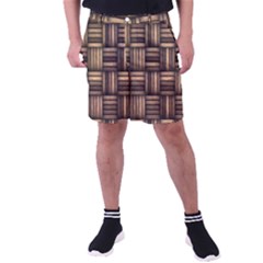 Brown Weaving Texture, Macro, Brown Wickerwork Men s Pocket Shorts