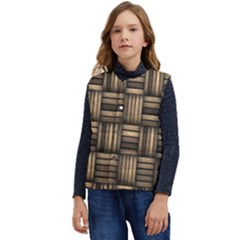 Brown Weaving Texture, Macro, Brown Wickerwork Kid s Button Up Puffer Vest	