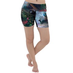 Peacock Art Painting Lightweight Velour Yoga Shorts by Ndabl3x