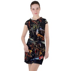 Shoal Of Koi Fish Water Underwater Drawstring Hooded Dress by Ndabl3x