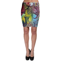 Detail Of A Bright Abstract Painted Art Background Texture Colors Bodycon Skirt by Ndabl3x