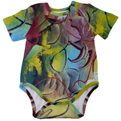 Detail Of A Bright Abstract Painted Art Background Texture Colors Baby Short Sleeve Bodysuit