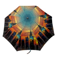 New York City Skyline Usa Folding Umbrellas by Ndabl3x