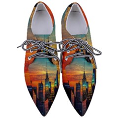 New York City Skyline Usa Pointed Oxford Shoes by Ndabl3x