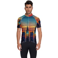 New York City Skyline Usa Men s Short Sleeve Cycling Jersey by Ndabl3x