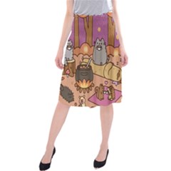 Pusheen Cute Fall The Cat Midi Beach Skirt