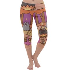 Pusheen Cute Fall The Cat Capri Yoga Leggings