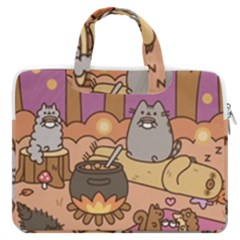 Pusheen Cute Fall The Cat MacBook Pro 16  Double Pocket Laptop Bag 