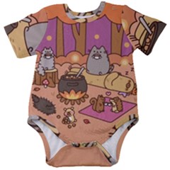 Pusheen Cute Fall The Cat Baby Short Sleeve Bodysuit by Ndabl3x