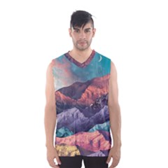 Adventure Psychedelic Mountain Men s Basketball Tank Top by Ndabl3x