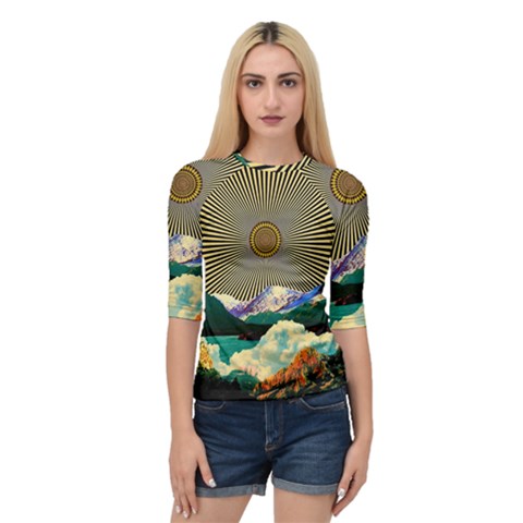 Surreal Art Psychadelic Mountain Quarter Sleeve Raglan T-shirt by Ndabl3x