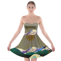 Surreal Art Psychadelic Mountain Strapless Bra Top Dress by Ndabl3x