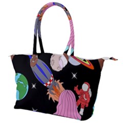 Girl Bed Space Planet Spaceship Canvas Shoulder Bag
