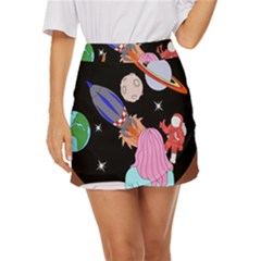 Girl Bed Space Planet Spaceship Mini Front Wrap Skirt