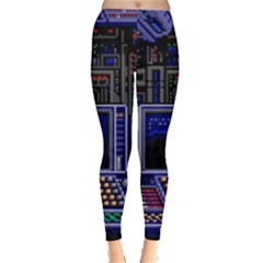 Blue Computer Monitor With Chair Game Digital Art Everyday Leggings  by Bedest