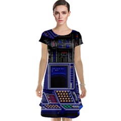 Blue Computer Monitor With Chair Game Digital Art Cap Sleeve Nightdress by Bedest