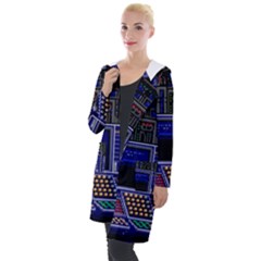 Blue Computer Monitor With Chair Game Digital Art Hooded Pocket Cardigan by Bedest