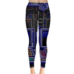Blue Computer Monitor With Chair Game Digital Art Inside Out Leggings by Bedest