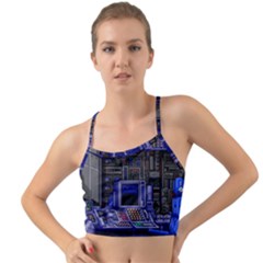 Blue Computer Monitor With Chair Game Digital Art Mini Tank Bikini Top by Bedest