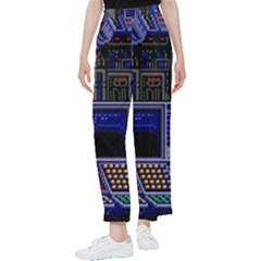 Blue Computer Monitor With Chair Game Digital Art Women s Pants  by Bedest