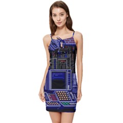 Blue Computer Monitor With Chair Game Digital Art Summer Tie Front Dress