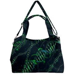 Green And Black Abstract Digital Art Double Compartment Shoulder Bag