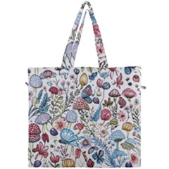 Mushroom Pattern Canvas Travel Bag by Valentinaart