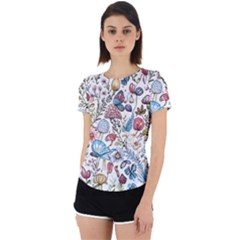 Mushroom Pattern Back Cut Out Sport T-shirt by Valentinaart