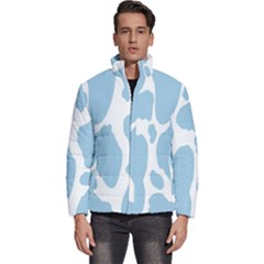 Cow Print, Aesthetic, Y, Blue, Baby Blue, Pattern, Simple Men s Puffer Bubble Jacket Coat