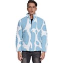 Cow Print, Aesthetic, Y, Blue, Baby Blue, Pattern, Simple Men s Puffer Bubble Jacket Coat View1