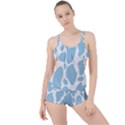 Cow Print, Aesthetic, Y, Blue, Baby Blue, Pattern, Simple Boyleg Tankini Set  View1