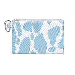 Cow Print, Aesthetic, Y, Blue, Baby Blue, Pattern, Simple Canvas Cosmetic Bag (medium)