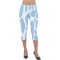 Cow Print, Aesthetic, Y, Blue, Baby Blue, Pattern, Simple Lightweight Velour Capri Leggings  View1