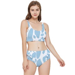 Cow Print, Aesthetic, Y, Blue, Baby Blue, Pattern, Simple Frilly Bikini Set by nateshop