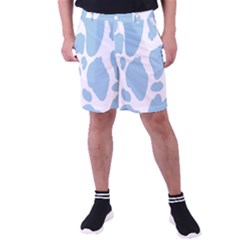 Cow Print, Aesthetic, Y, Blue, Baby Blue, Pattern, Simple Men s Pocket Shorts by nateshop