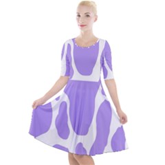 Cow Print, Aesthetic,violelilac, Animal, Purple, Simple Quarter Sleeve A-line Dress by nateshop