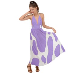 Cow Print, Aesthetic,violelilac, Animal, Purple, Simple Backless Maxi Beach Dress by nateshop