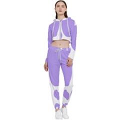 Cow Print, Aesthetic,violelilac, Animal, Purple, Simple Cropped Zip Up Lounge Set by nateshop