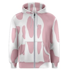 Cow Print, Pink, Design, Pattern, Animal, Baby Pink, Simple, Men s Zipper Hoodie by nateshop