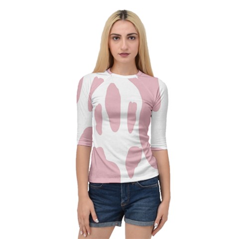 Cow Print, Pink, Design, Pattern, Animal, Baby Pink, Simple, Quarter Sleeve Raglan T-shirt by nateshop