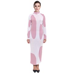 Cow Print, Pink, Design, Pattern, Animal, Baby Pink, Simple, Turtleneck Maxi Dress by nateshop