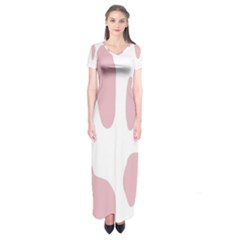 Cow Print, Pink, Design, Pattern, Animal, Baby Pink, Simple, Short Sleeve Maxi Dress by nateshop