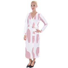Cow Print, Pink, Design, Pattern, Animal, Baby Pink, Simple, Velvet Maxi Wrap Dress by nateshop