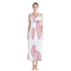 Cow Print, Pink, Design, Pattern, Animal, Baby Pink, Simple, Button Up Chiffon Maxi Dress by nateshop