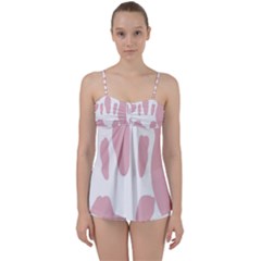 Cow Print, Pink, Design, Pattern, Animal, Baby Pink, Simple, Babydoll Tankini Top